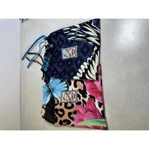 Set of 2 Johnny Was Drawstring Dust Bags Floral & Geometric Prints Boho Storage